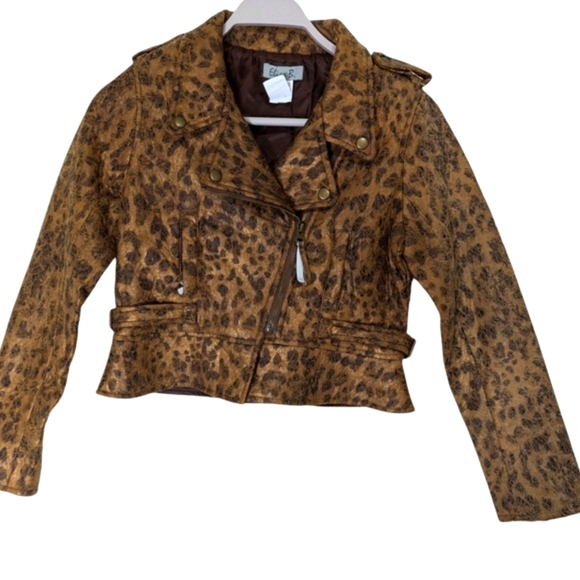 NEW.... Elisa B.. Big Girl Leopard Moto Jacket....Size 16 - Picture 4 of 10